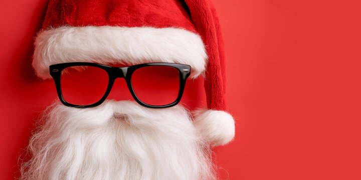 Merry Christmas xmas or other celebration holiday greeting card with text - Santa claus or saint Nicholas, isolated on red background