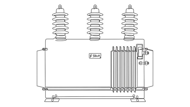 Industrial electrical transformer white background.