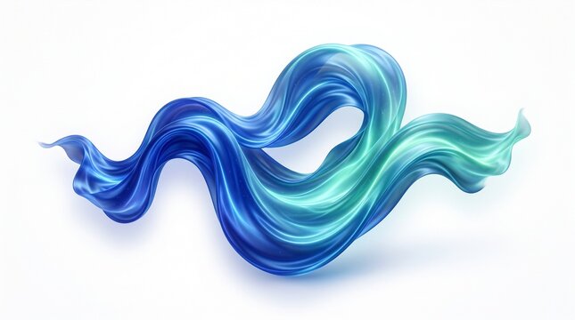 Elegant Flowing Abstract Blue Teal Waves and Ribbons Modern Digital Art