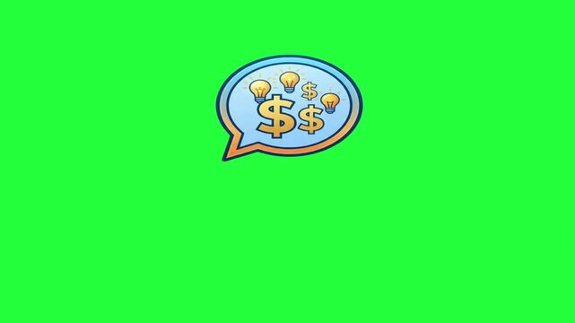Animated speech bubble with dollar signs and lightbulbs... money idea