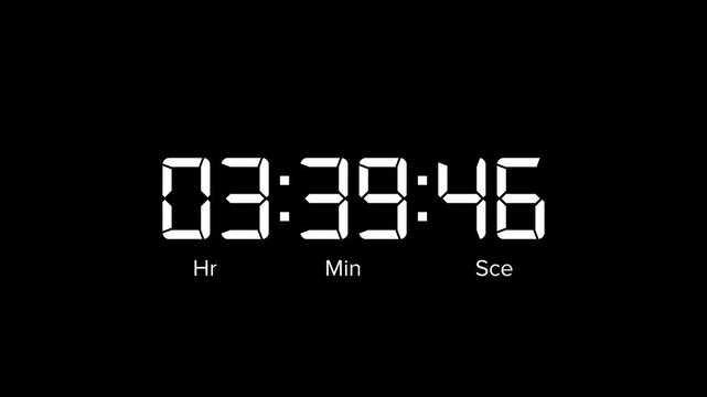 Animated Digital Four hours countdown timer. 4 hour countdown timer animation on black background.4k video
