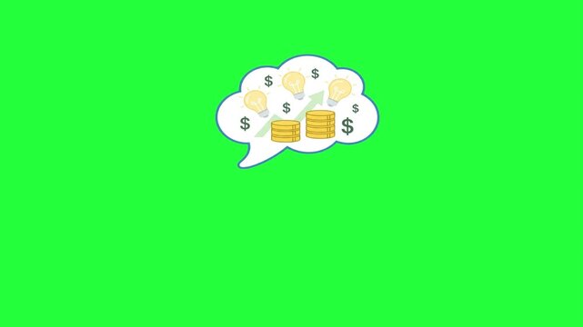 Business growth idea concept with rising coins and lightbulbs 