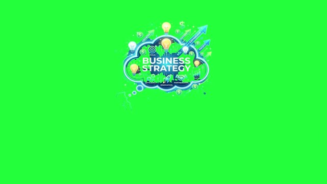 Business strategy concept cloud with light bulbs arrows growth