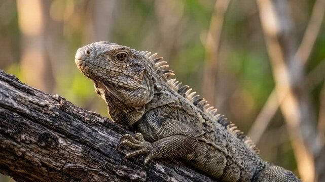 jamaican iguana close up at morning light in hellshire hills jamaica video