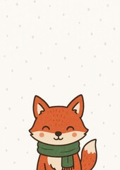 Naklejka premium Cute fox with green scarf