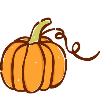 Cute Hand Drawn Orange Pumpkin Vector Illustration for Autumn Harvest and Thanksgiving Design