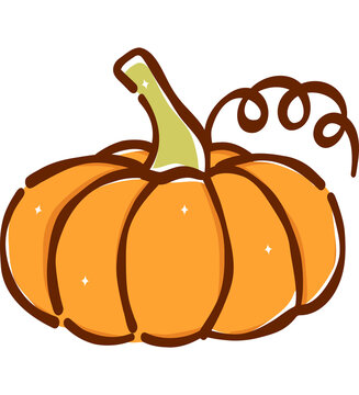 Hand Drawn Flat Orange Pumpkin Vector Illustration for Thanksgiving Card and Fall Harvest Decor