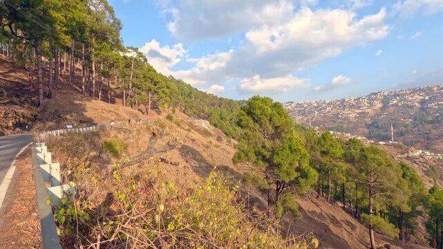 Left-to-Right Pan From Kausani&ndash;Almora Road to Almora Hills Near Syalidhar, Uttarakhand