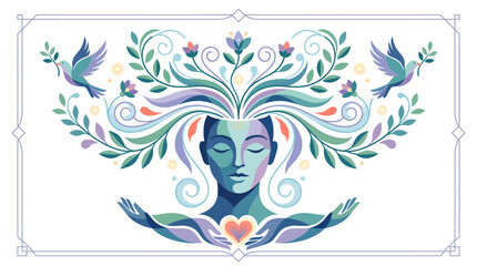 Naklejka premium Mindfulness and Peace Floral Vector Illustration