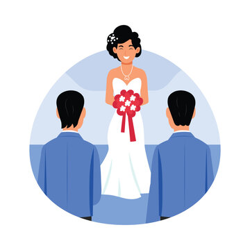  Bride walking down aisle vector illustration Eps file