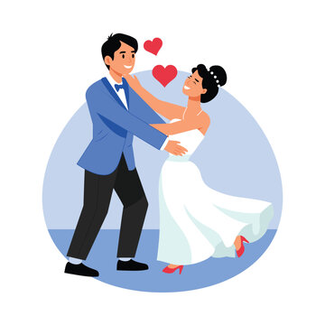 Groom twirling the bride vector illustration Eps file