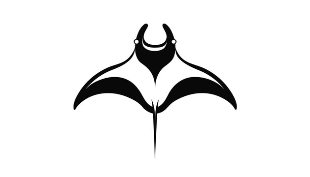 Stylized black manta ray design with clean lines against a white background