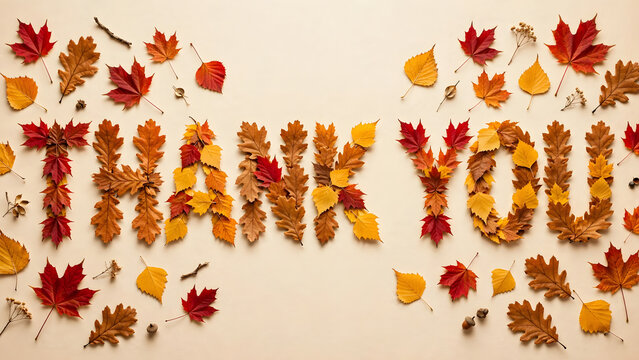 Festive Thank You Message Made From Fall Leaves