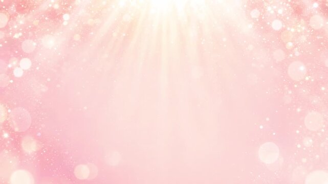 Seamless bright blush bokeh lights with sparkling rays and copy space