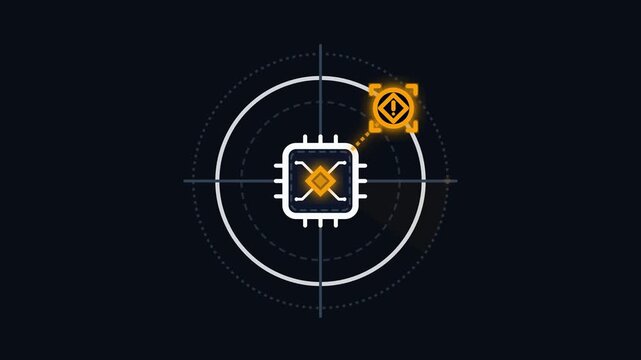 Radar scanner detecting cybersecurity threat alert on computer chip