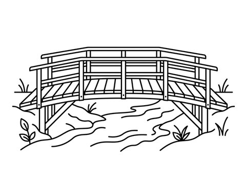 Simple wooden bridge over a calm stream in nature