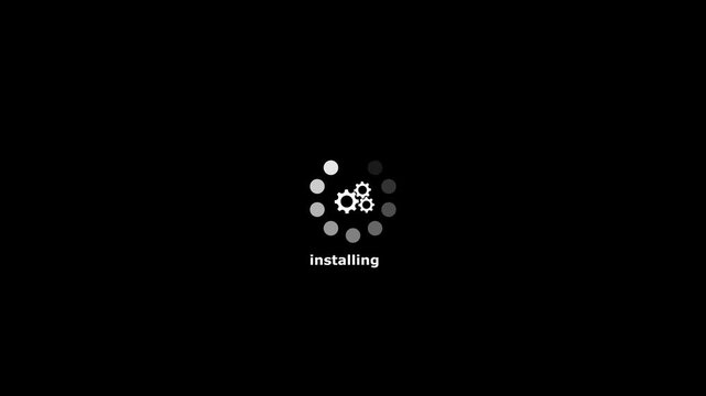 Operating installing concept, software updating and process , update modern functions, Setting updating icon animation.System update and processing bar icon isolated . Animation of 4k video.