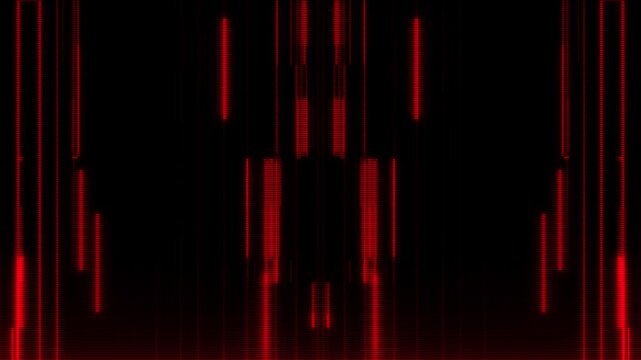 Digitalized red laser lines pulse vertically across a dark black background with futuristic scanline effects.