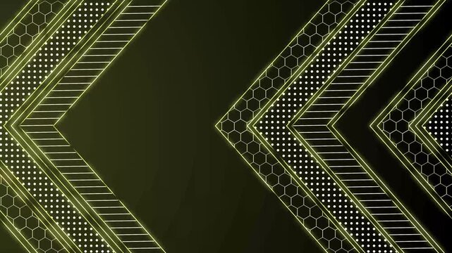 Futuristic chevron tech background animation, Chevron arrows with hexagon pattern and dotted lines background animated
