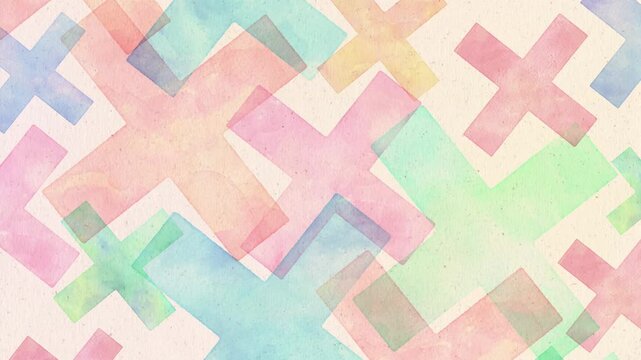 Subtle Slow Hand Drawn Watercolor Cross Background - colorful