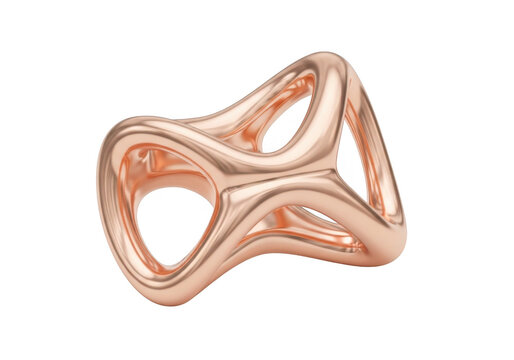 Abstract rose gold ring isolated on transparent background for jewelry design and luxury product showcases