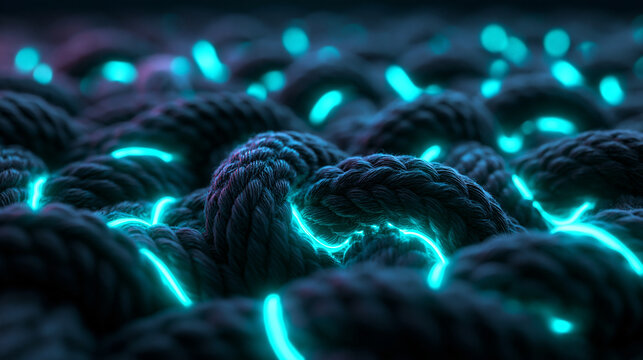 Smart Textile Concept with Glowing Neon Blue Fibers