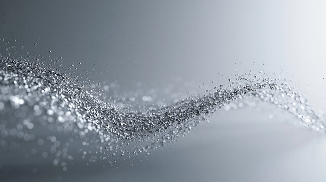 Abstract Silver Water Splash Wave with Flying Droplets
