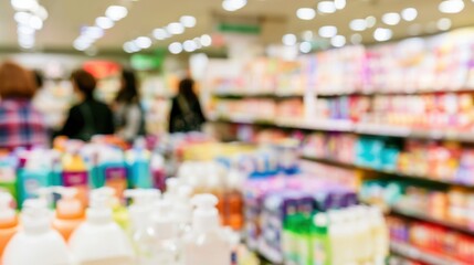 Fototapeta premium Shopping for personal care products in a busy store during daytime