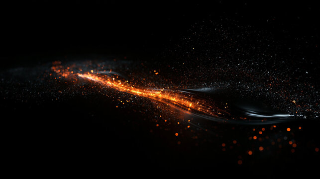 Glowing Orange Particle Wave on Dark Abstract Background