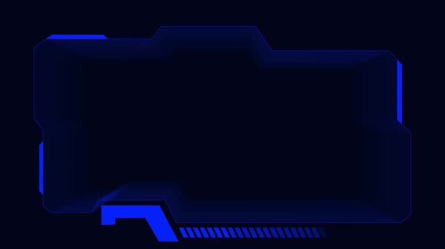 Futuristic blue HUD frame displays high tech cyber border graphics. Digital telemetry control screens use this blue HUD frame. Sci-fi user interface overlays fit the blue HUD frame.