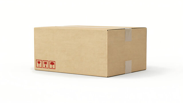 Closed cardboard box packaging isolated on white background with brown box packaging shipping delivery cardboard container logistic dispatch paperboard isolated