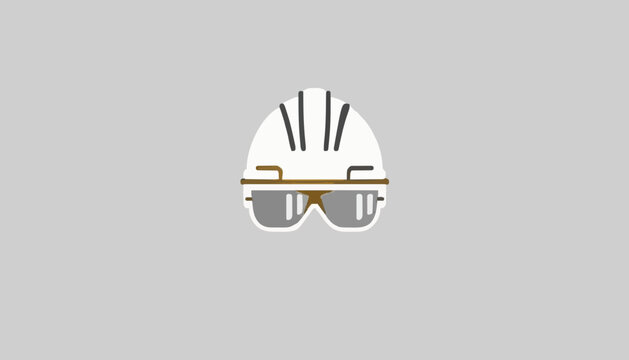 Safety Helmet and Protective Glasses Icon