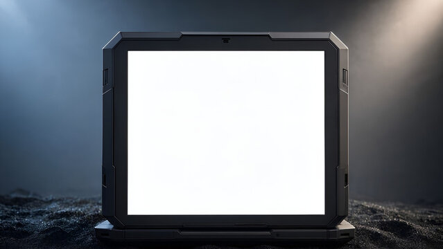 Black Boxy Laptop Blank Screen Black Sand