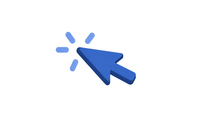 Blue mouse cursor pointer icon clicking with sparkle effect isolated on white background click icon arrow pointer computer mouse user interface web element cursor symbol technology internet