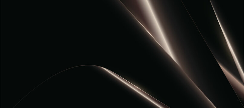 Abstract Dark Luxury Background with Elegant Metallic Ribbons and Subtle Light Reflections