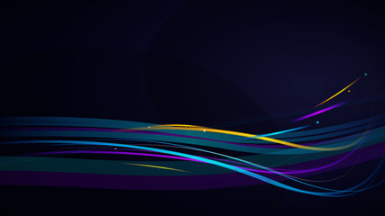 Obraz premium Abstract background with flowing blue and orange light waves representing speed, motion, and digital connectivity