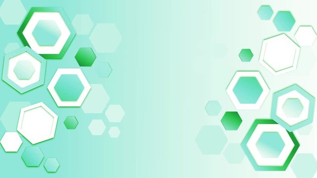 Abstract background with hexagonal 3d shapes clustered at left and right edges animation