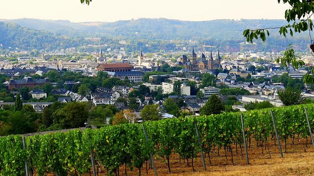 the cityscape of trier germany from above 4k video