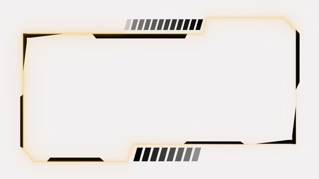 Futuristic digital frame glows with yellow neon abstract bars. High tech telemetry screen borders outline the digital frame. Cyberpunk user interface overlays use the futuristic digital frame.