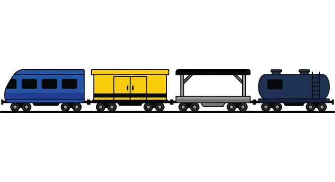 Freight cargo train illustration on white background