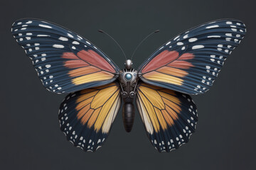 Obraz premium Mechanical butterfly with metallic body and vibrant patterned wings