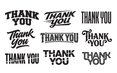 Obraz premium Thank you collection of various vintage typography lettering styles vector set with collection