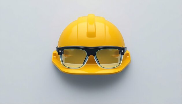 Safety Helmet and Protective Glasses Icon