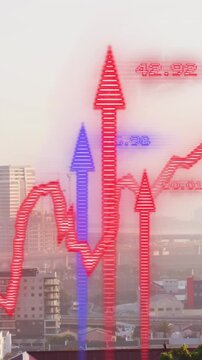 Animation of data processing over cityscape