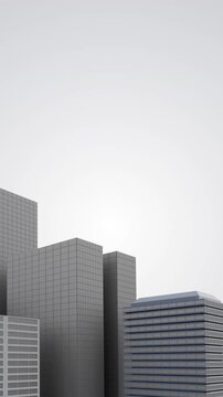 Globe of digital icons against digital building models