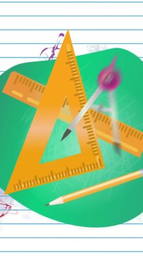 Geometry equipment icons against multiple school concept icons