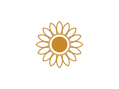 Minimalist sunflower frame, botanical line art, simple floral border, golden yellow vector, garden wreath icon, summer illustration, organic decoration
