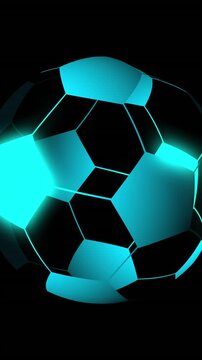 Animation of football and network of connections on black background
