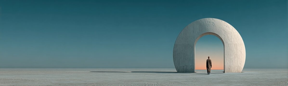 Man standing in front of a large white object
