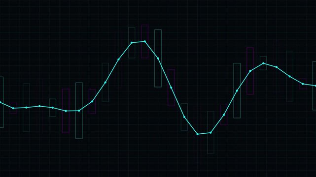 Animated Blue Sine Wave Graph on Dark Grid Background